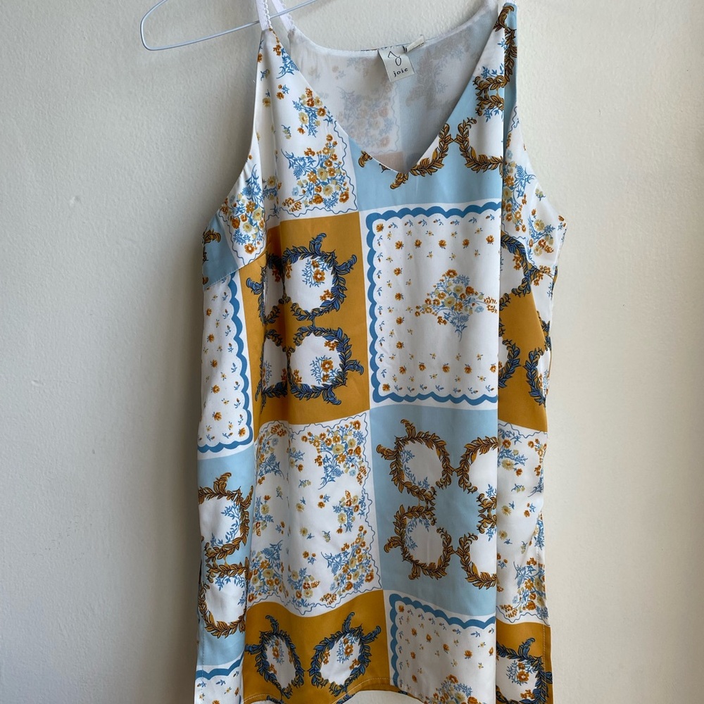 Joie  by anthropologie  Sleeveless Blouse xs  White W Mustard Blue Print